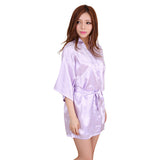 Kimono Robe Knee Length Bridal Lingerie Sleepwear Short Satin Robe